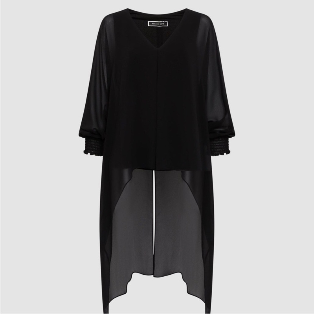 Melanie Lyne Elegant Black Sheer Layered Women's Top - Picture 1 of 8